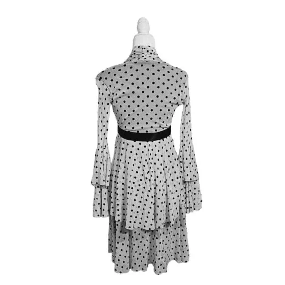 petit pois by Viviana G long sleeves black & white polka dot mini dress size S - Picture 2 of 10